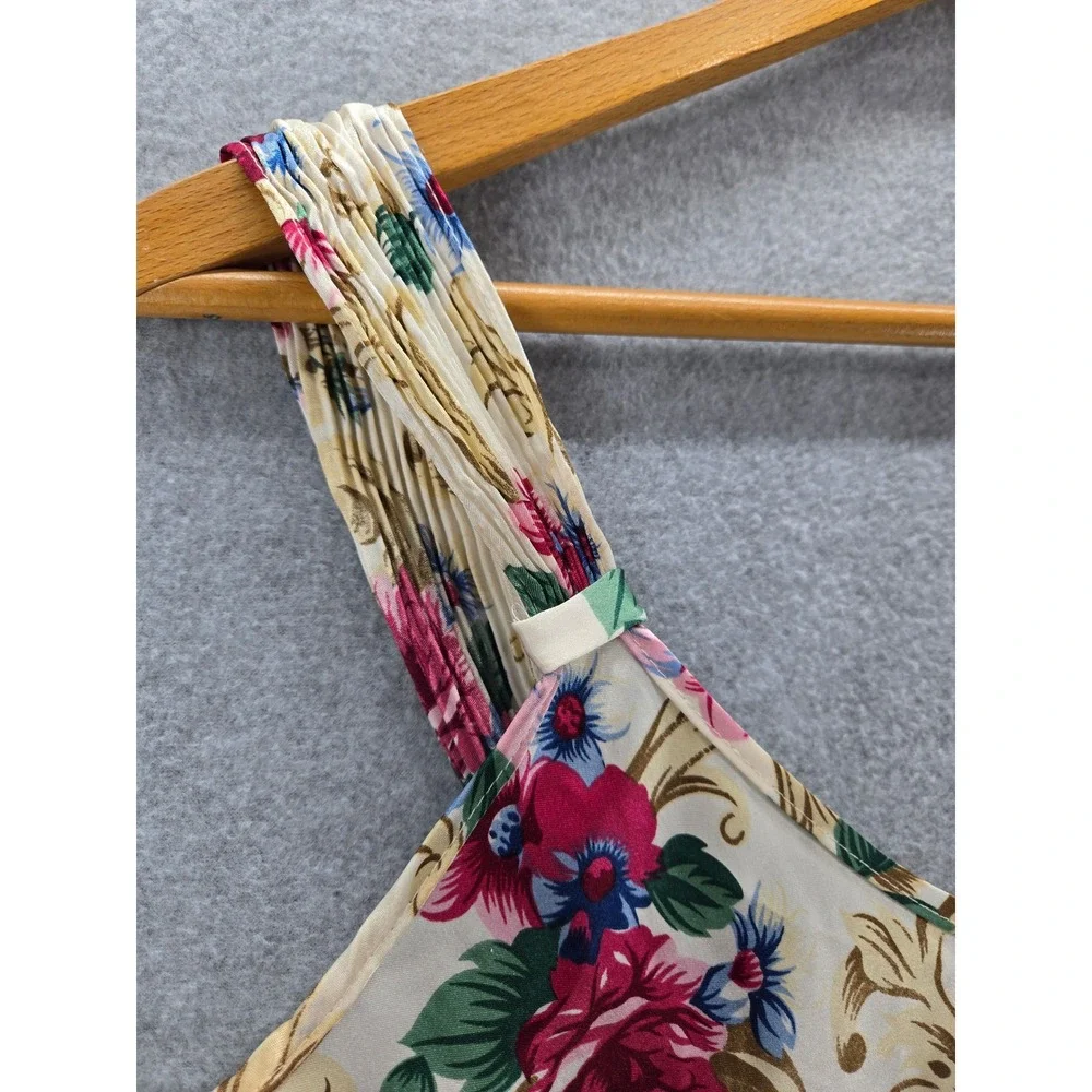 Violets & Roses Floral Print Camisole Tank Top Women's Large Cream Pink Blue - Picture 4 of 6